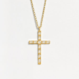 Cross Pendant (Pearl) - Gold